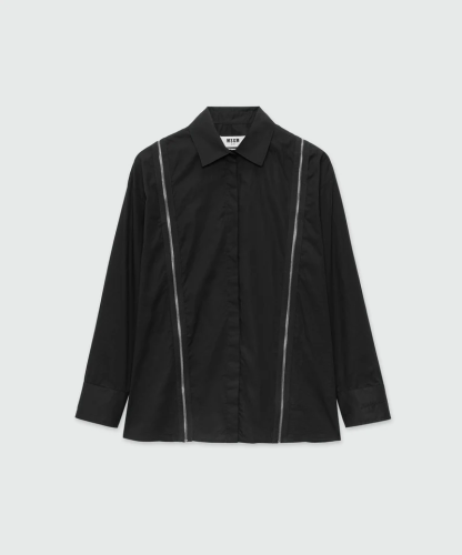 Poplin shirt with zippers